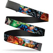 Black Buckle Web Belt - Justice League New 52 Superhero Action Poses Webbing Web Belts DC Comics