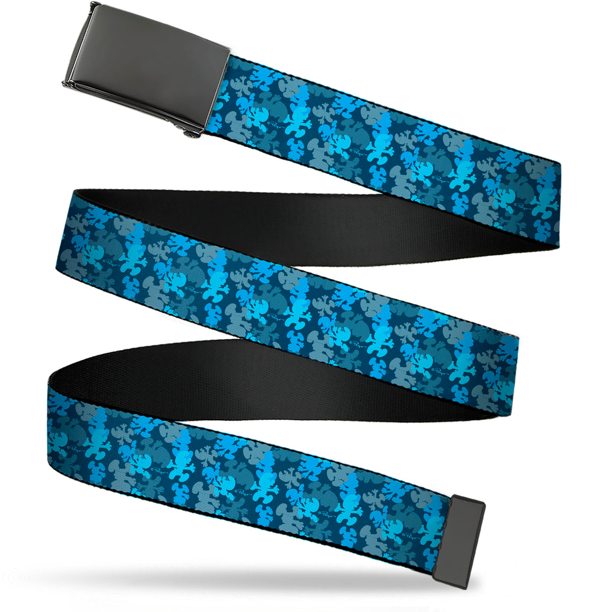 Web Belt Blank Black Buckle - The Smurfs Silhouette Poses Stacked Blues Webbing Web Belts The Smurfs