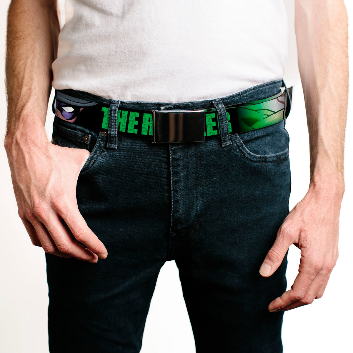 Web Belt Blank Black Buckle - THE RIDDLER/Face CLOSE-UP Black/Green Webbing Web Belts DC Comics