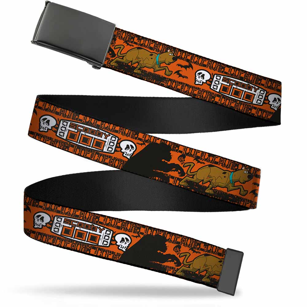Black Buckle Web Belt - SCOOBY DOO Running Chase Orange/Black/White Webbing Web Belts Scooby Doo