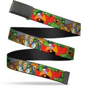 Black Buckle Web Belt - Scooby Doo Group w/Ghost Clown & Eyes Webbing Web Belts Scooby Doo