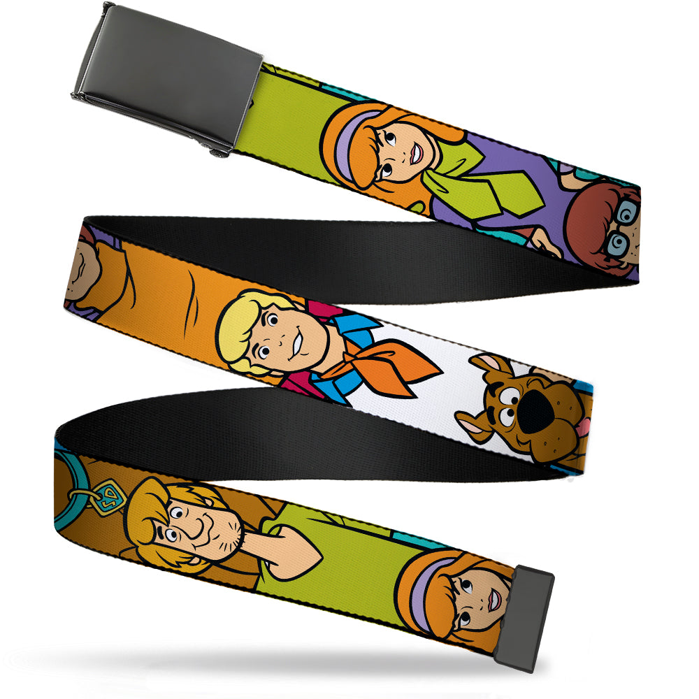 Web Belt Blank Black Buckle - Scooby Doo 5-Character Poses Stack Webbing Web Belts Scooby Doo