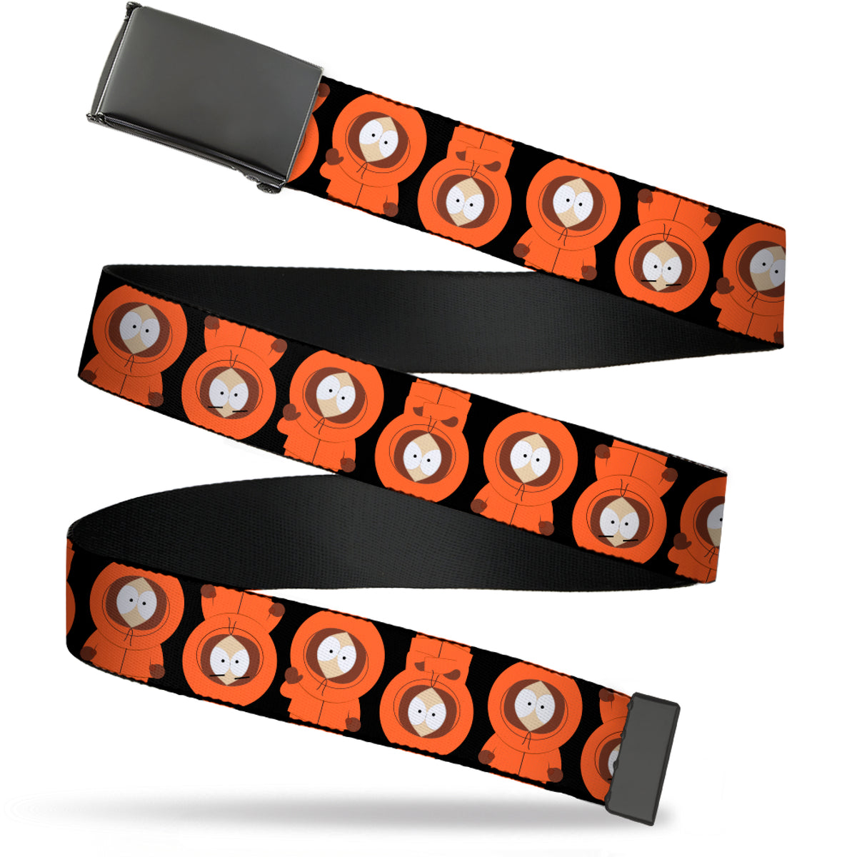 Web Belt Blank Black Buckle - South Park Kenny Flip Poses Black Webbing Web Belts South Park