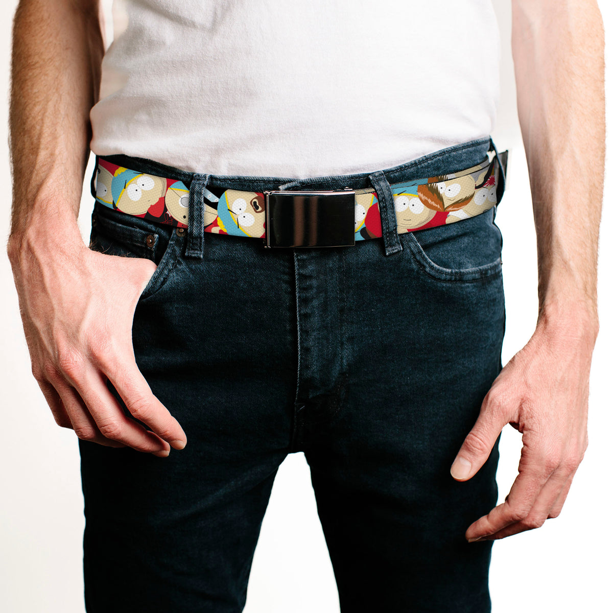 Web Belt Blank Black Buckle - South Park Cartman Expressions Stacked Webbing Web Belts South Park