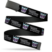 Web Belt Blank Black Buckle - TRANSFORMERS Decepticons Cybertronian Icon Black/Grays/Purples Webbing Web Belts Hasbro