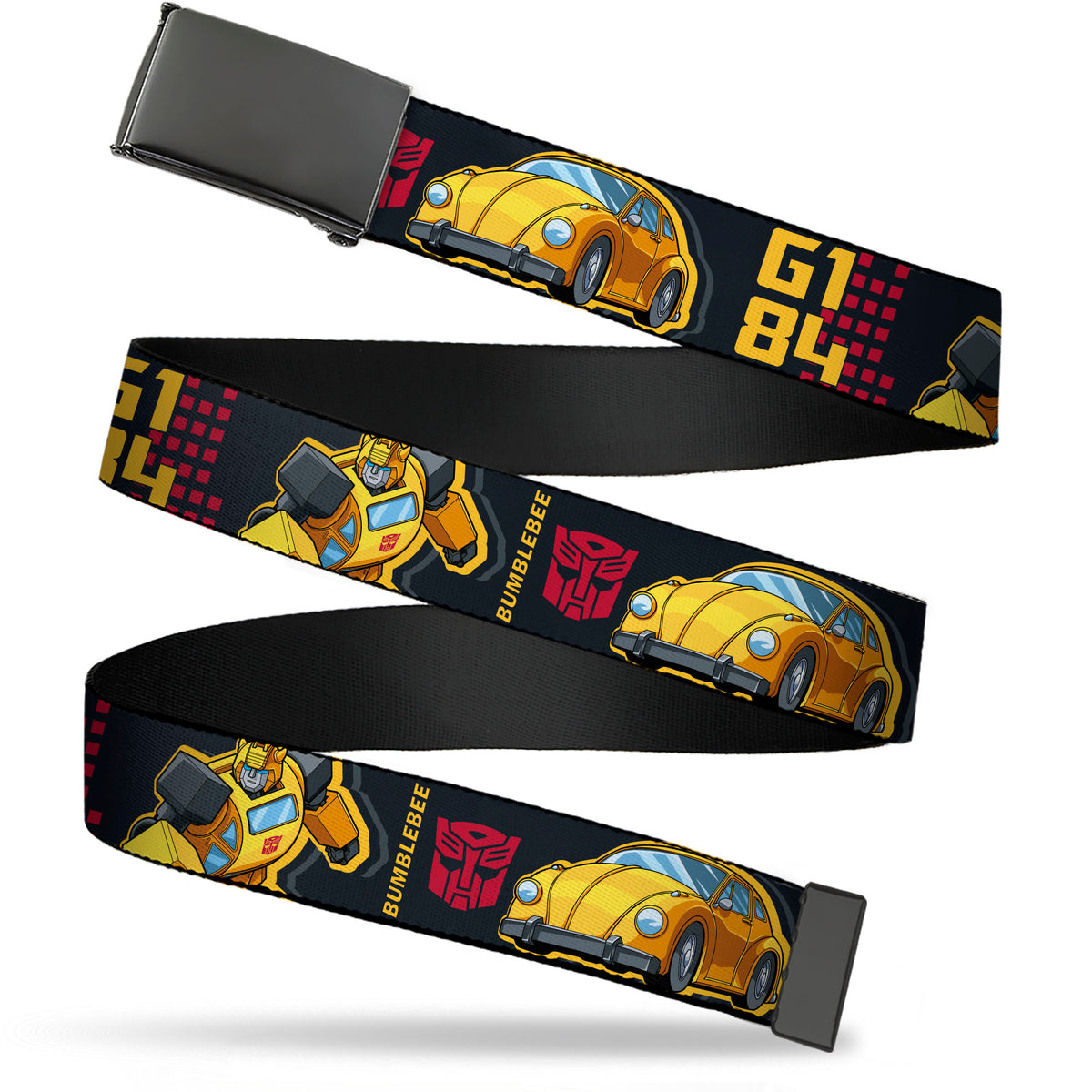 Web Belt Blank Black Buckle - Transformers Generations BUMBLEBEE G1 84 Poses Autobot Icon Black/Yellows/Red Webbing Web Belts Hasbro