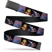 Web Belt Blank Black Buckle - Beetlejuice Graveyard Gargoyle Pose Black Webbing Web Belts Beetlejuice