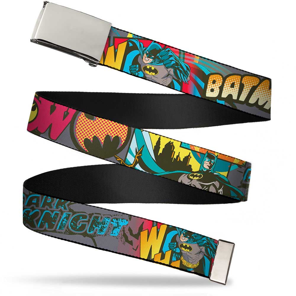 Chrome Buckle Web Belt - Batman Dark Knight Webbing Web Belts DC Comics