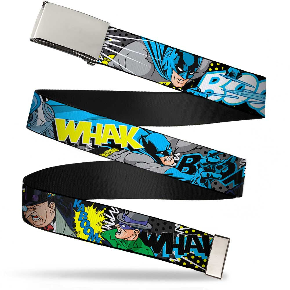 Chrome Buckle Web Belt - Batman & Villains1 Webbing Web Belts DC Comics