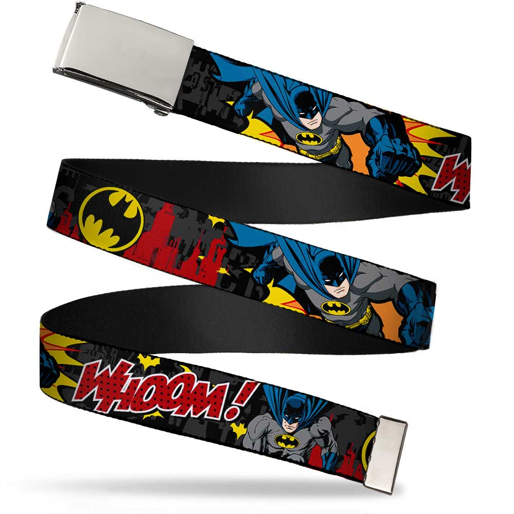 Chrome Buckle Web Belt - Batman in Action WHOOM! Red Skyline Webbing Web Belts DC Comics