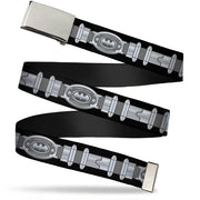 Chrome Buckle Web Belt - Batman Utility Belt Black/Gray Webbing Web Belts DC Comics