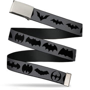 Chrome Buckle Web Belt - Bat Logo Transitions Gray/Black Webbing Web Belts DC Comics