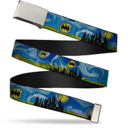 Chrome Buckle Web Belt - Batman Dark Starry Night Webbing Web Belts DC Comics