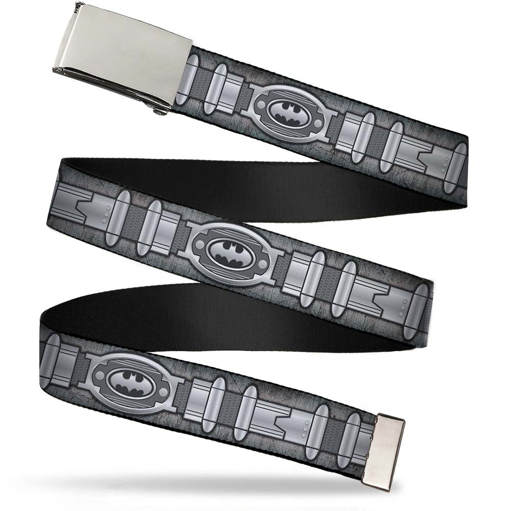 Chrome Buckle Web Belt - Batman Utility Belt Grays Webbing Web Belts DC Comics