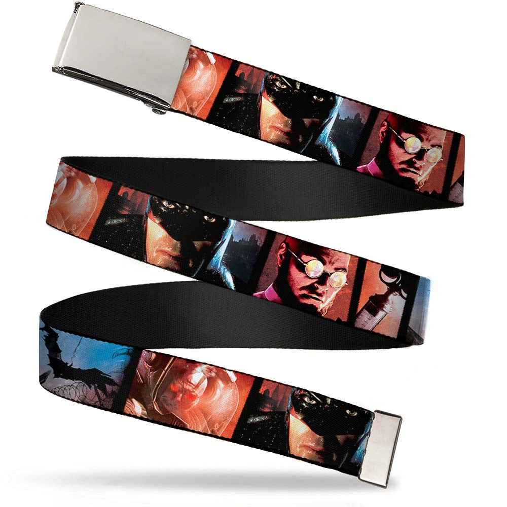 Chrome Buckle Web Belt - Batman Arkham City 3-Character/2-Scene Panels Webbing Web Belts DC Comics