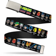 Chrome Buckle Web Belt - DC Originals SUPER HEROES HAVE ISSUES TOO! Faces/Issues Black Webbing Web Belts DC Comics