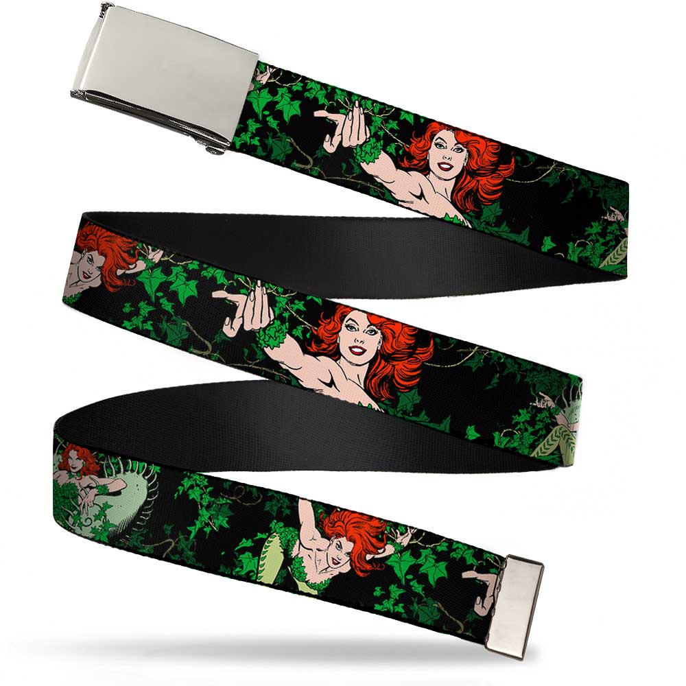Chrome Buckle Web Belt - DC Originals Poison Ivy 3-Poses/Ivy Black/Greens Webbing Web Belts DC Comics
