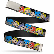 Web Belt Blank Chrome Buckle - DC Mini Group Stacked Black Webbing Web Belts DC Comics