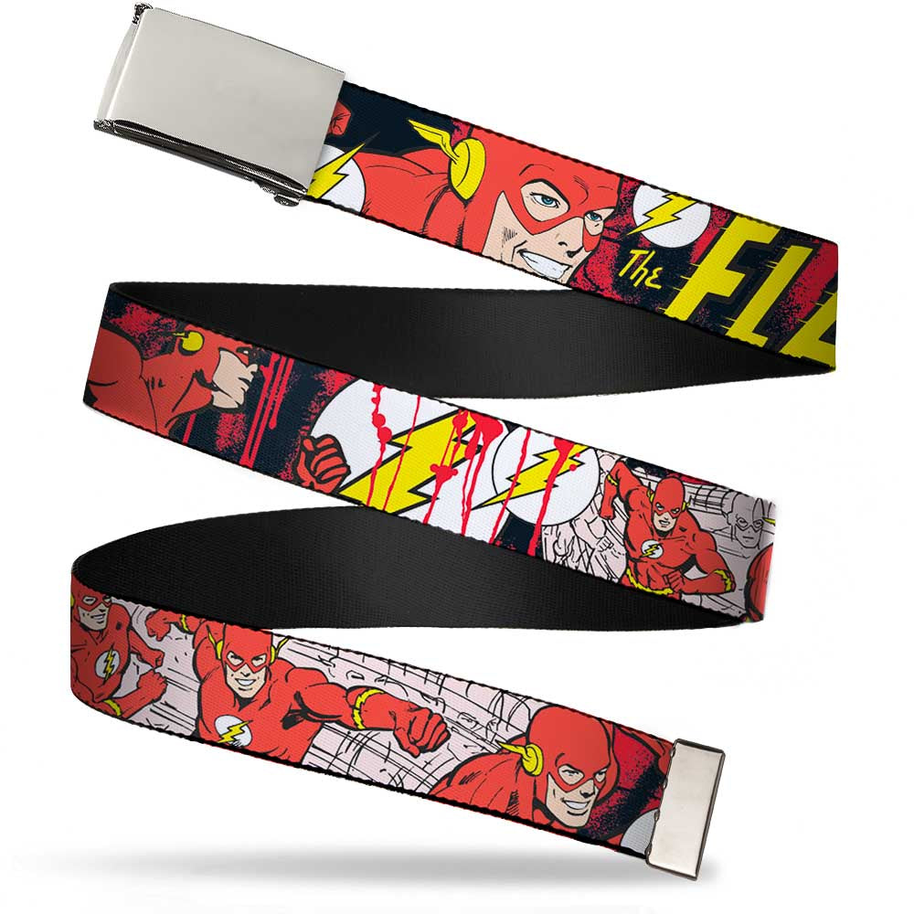 Chrome Buckle Web Belt - The Flash in Action Webbing Web Belts DC Comics