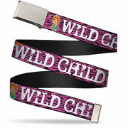 Chrome Buckle Web Belt - Pebbles Face/Pose WILD CHILD Pink/Black/White Webbing Web Belts The Flintstones