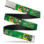 Chrome Buckle Web Belt - GREEN ARROW Poses WHAT CAN ONE MAN DO? Greens/Black Webbing Web Belts DC Comics