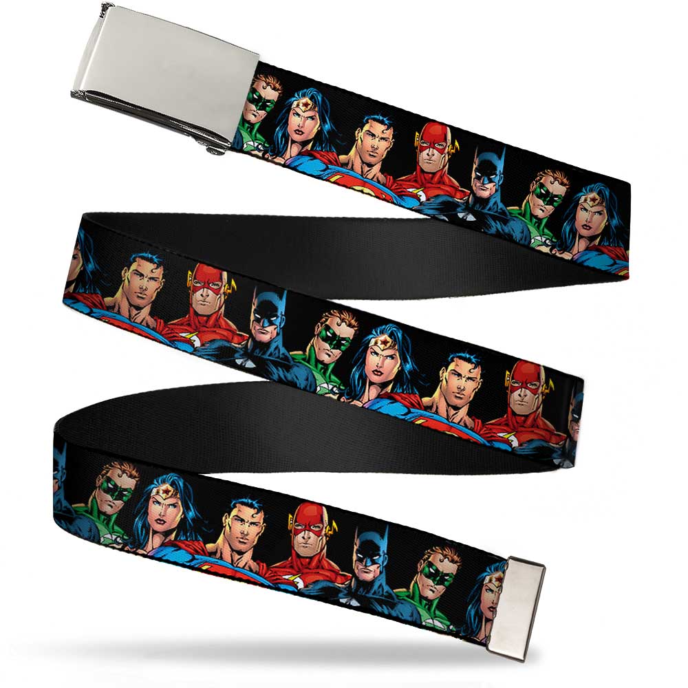 Chrome Buckle Web Belt - Justice League Elite Forces Superheroes Webbing Web Belts DC Comics