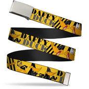 Chrome Buckle Web Belt - DAFFY DUCK w/Poses Yellow/Black Webbing Web Belts Looney Tunes