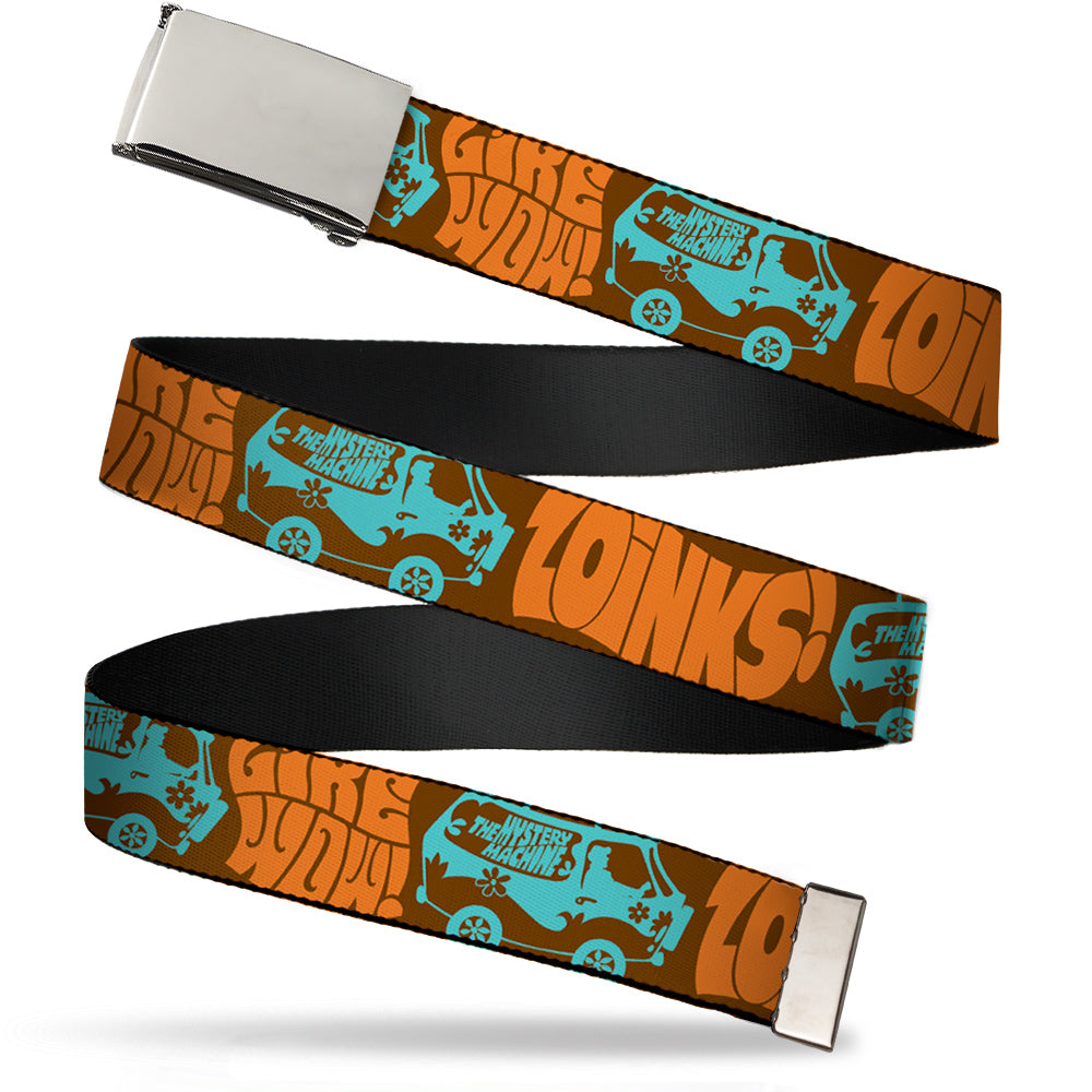 Chrome Buckle Web Belt - ZOINKS! & The Mystery Machine Webbing Web Belts Scooby Doo