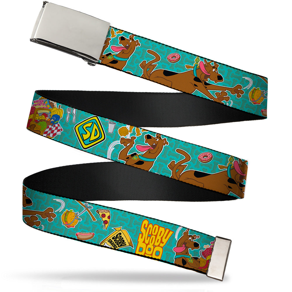 Chrome Buckle Web Belt - Scooby Doo & Snacks/Bone Monogram Blues Webbing Web Belts Scooby Doo