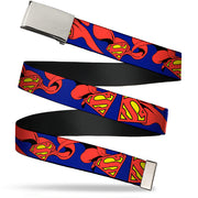 Chrome Buckle Web Belt - Superman Shield w/Cape Webbing Web Belts DC Comics