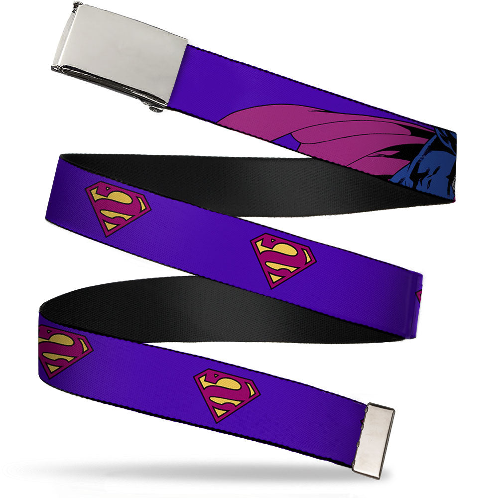 Chrome Buckle Web Belt - Bizzaro Logo w/Bizzaro Pose Webbing Web Belts DC Comics
