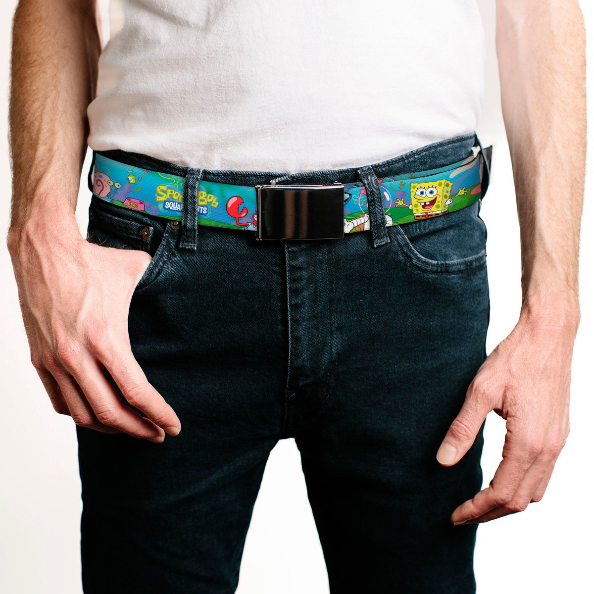 Chrome Buckle Web Belt - SpongeBob and Friends/Logo Webbing Web Belts SpongeBob SquarePants