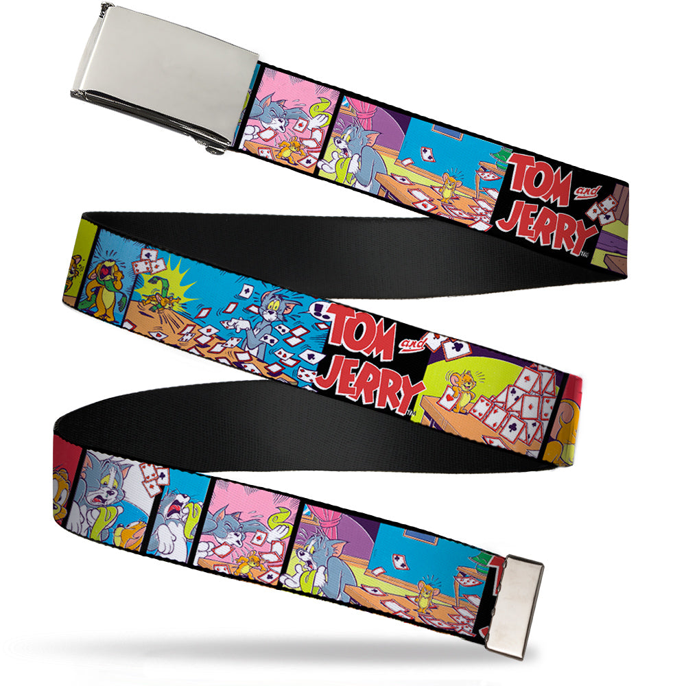 Chrome Buckle Web Belt - TOM & JERRY House of Cards Panels Webbing Web Belts Tom and Jerry