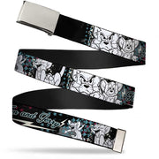 Chrome Buckle Web Belt - TOM & JERRY Face & Pose Sketch Black/White/Red/Blue Webbing Web Belts Tom and Jerry