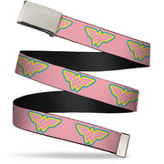 Chrome Buckle Web Belt - Wonder Woman Logo Pink/Blue/Yellow/Pink Webbing Web Belts DC Comics