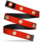 Adjustable Belt, Clamp Buckle, Cut-to-Fit, Flash Logo Red White Yellow Web Belts DC Comics