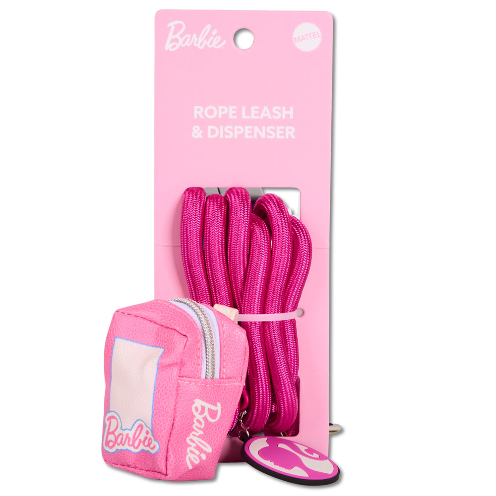 Dog Leash - Barbie Pink Rope Leash with Doll Box Shape Dispenser Dog Leashes Rope Leash + Waste Bag Dispenser Barbie
