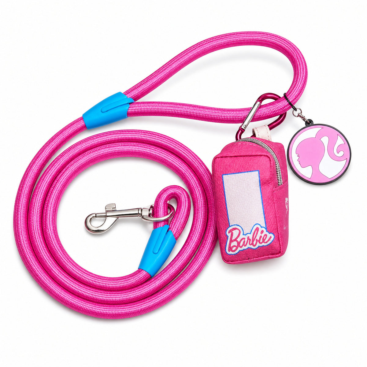 Dog Leash - Barbie Pink Rope Leash with Doll Box Shape Dispenser Dog Leashes Rope Leash + Waste Bag Dispenser Barbie