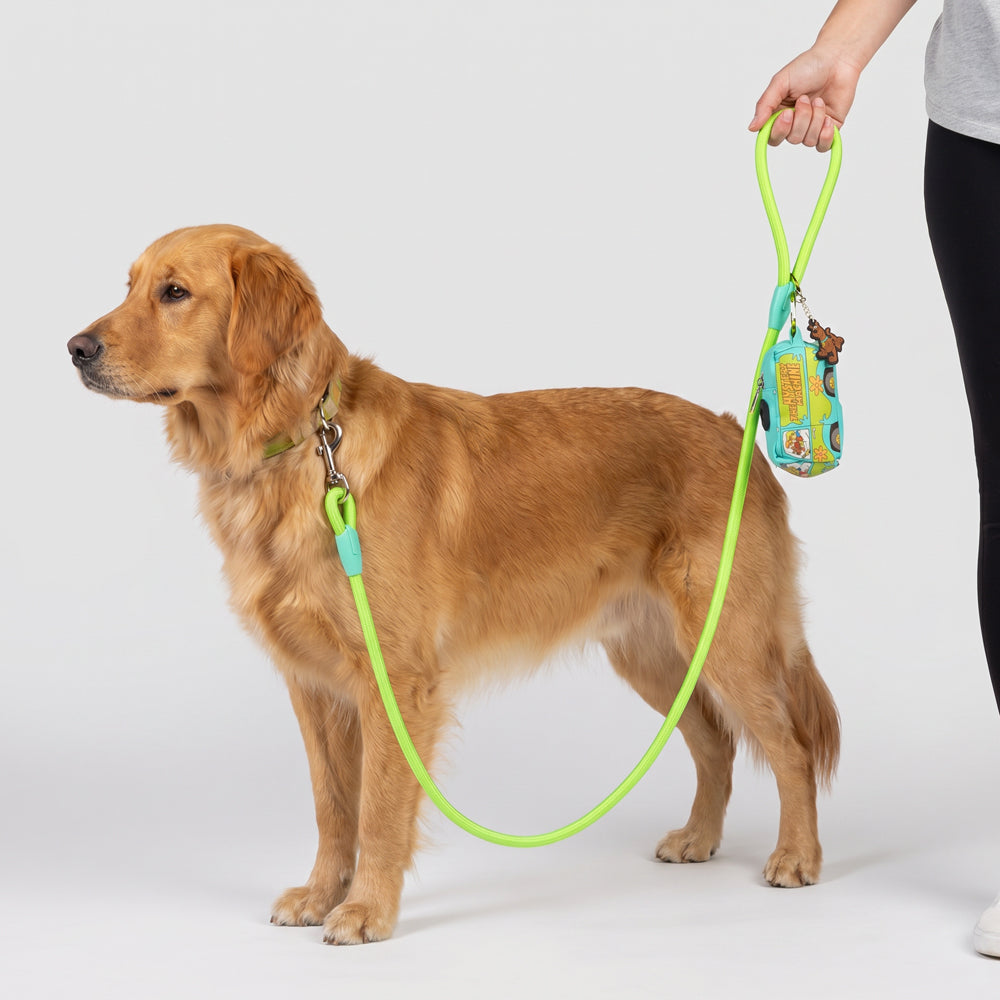 Dog Leash - Scooby Doo Lime Green Rope Leash with Mystery Machine Shape Dispenser Dog Leashes Rope Leash + Waste Bag Dispenser Scooby Doo