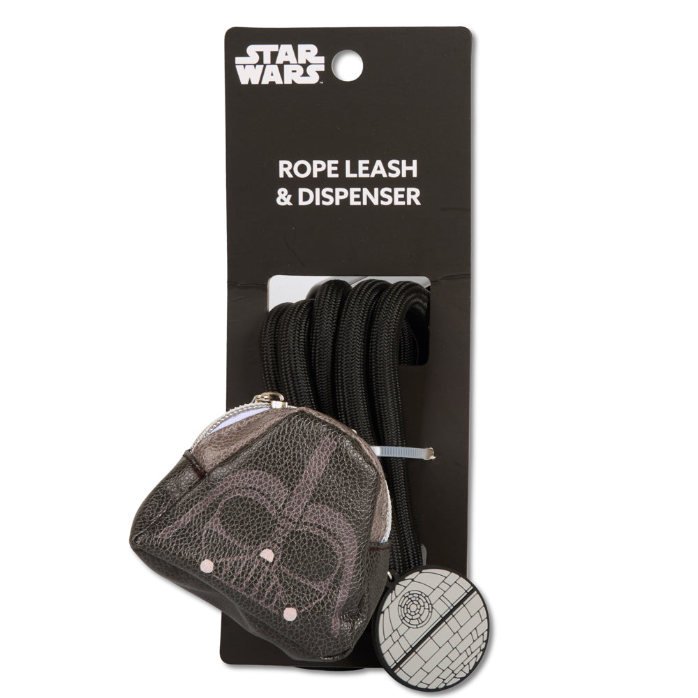 Dog Leash - Star Wars Death Star Black Rope Leash with Darth Vader Dispenser Dog Leashes Rope Leash + Waste Bag Dispenser Star Wars