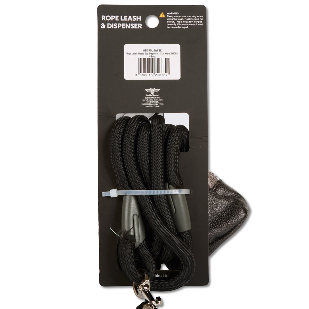 Dog Leash - Star Wars Death Star Black Rope Leash with Darth Vader Dispenser Dog Leashes Rope Leash + Waste Bag Dispenser Star Wars