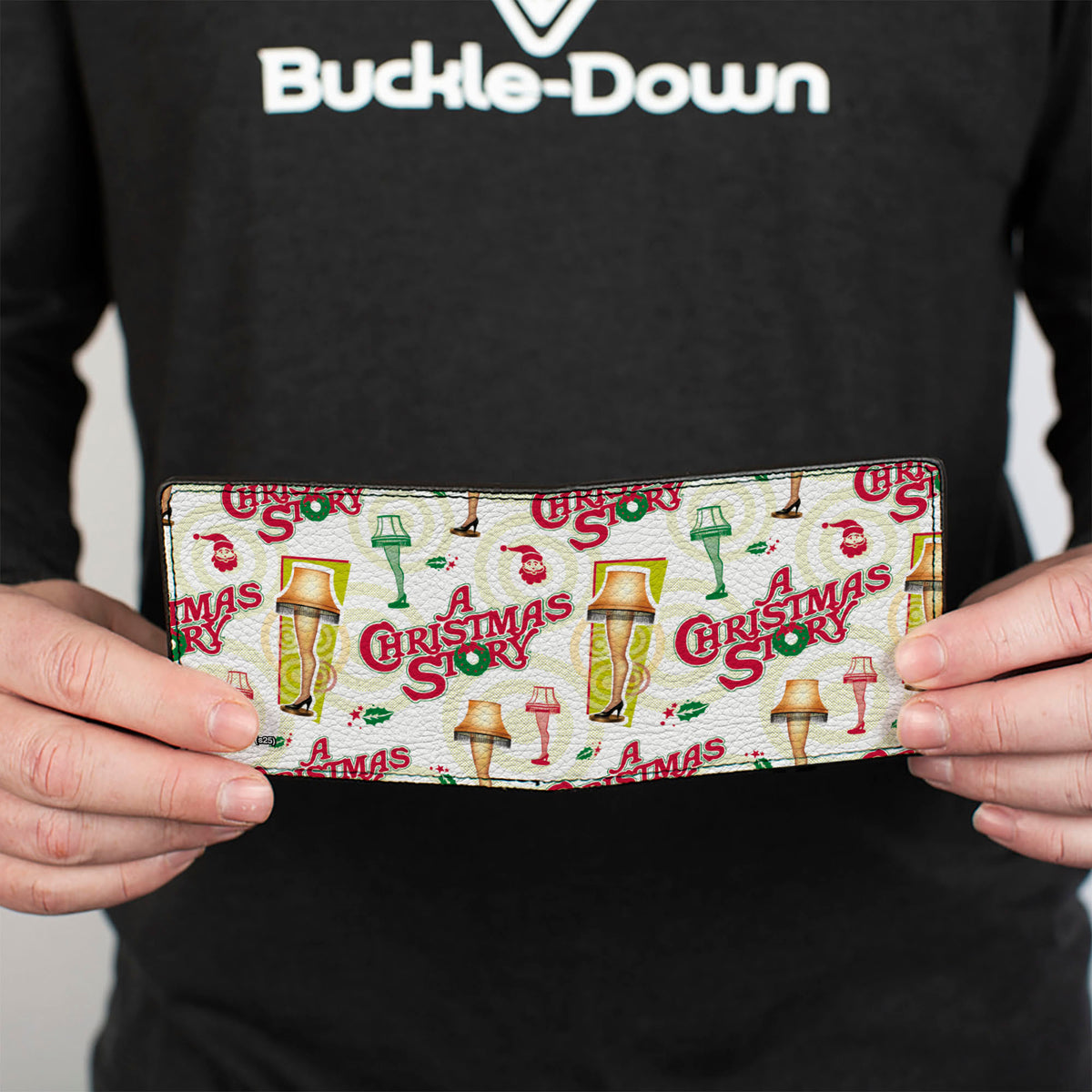 Bi-Fold Wallet - A CHRISTMAS STORY Leg Lamp and Title Logo Collage White/Red/Green Bi-Fold Wallets A Christmas Story