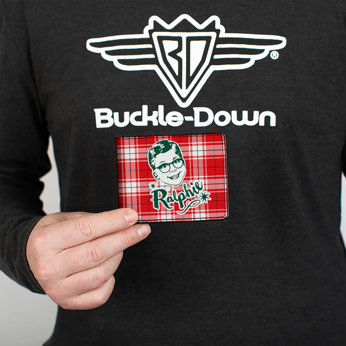 Bi-Fold Wallet - A Christmas Story RALPHIE Smiling Face Plaid Red White Green Bi-Fold Wallets A Christmas Story