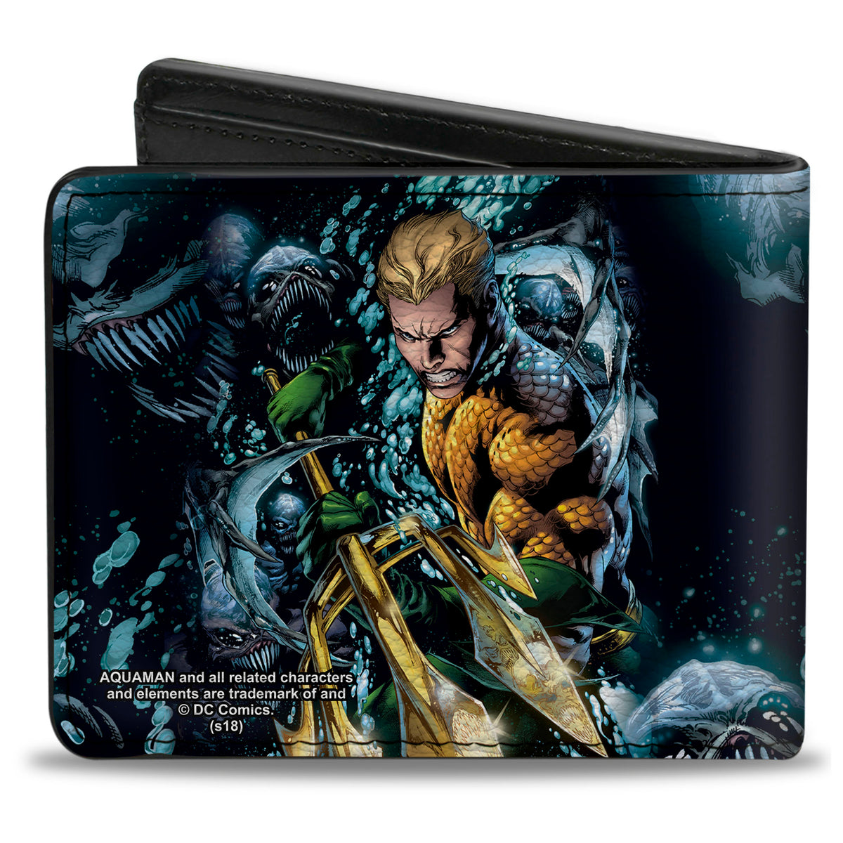 Bi-Fold Wallet - Aquaman New 52 The Trench Underwater Comic Book Cover Pose Bi-Fold Wallets DC Comics