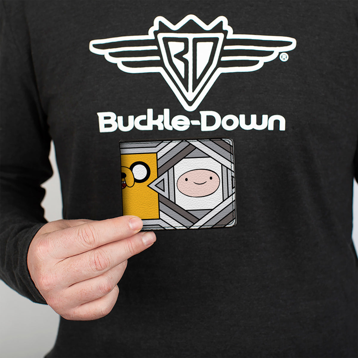 Bi-Fold Wallet - Adventure Time Jake Finn and BMO Pose Blocks Grays Bi-Fold Wallets Adventure Time