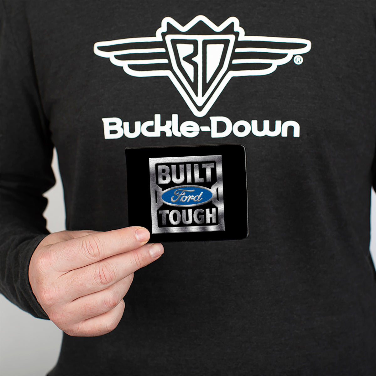 Bi-Fold Wallet - BUILT FORD TOUGH Logo3 Black Silver Gradient Blue Bi-Fold Wallets Ford