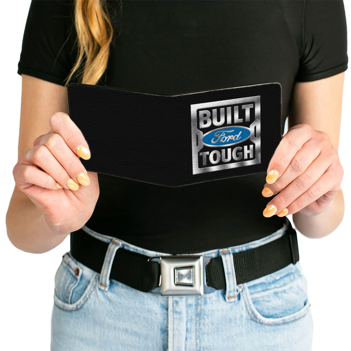 Bi-Fold Wallet - BUILT FORD TOUGH Logo3 Black Silver Gradient Blue Bi-Fold Wallets Ford