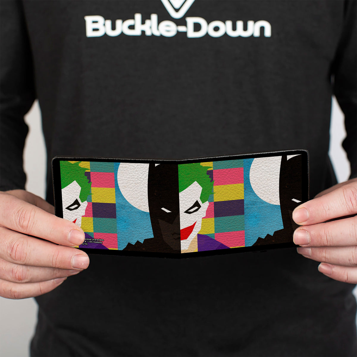 Bi-Fold Wallet - Joker Batman Face Juxtaposition Multi Color Blue White Bi-Fold Wallets DC Comics