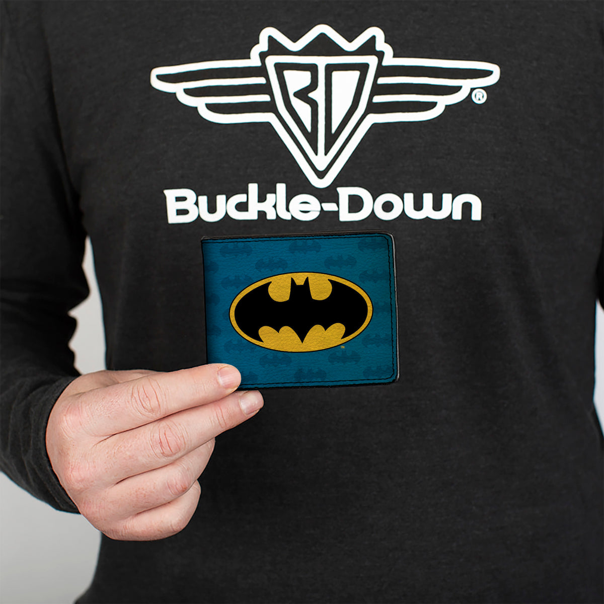 Bi-Fold Wallet - Batman Signal Bat Monogram Distressed Blues Black Yellow Bi-Fold Wallets DC Comics