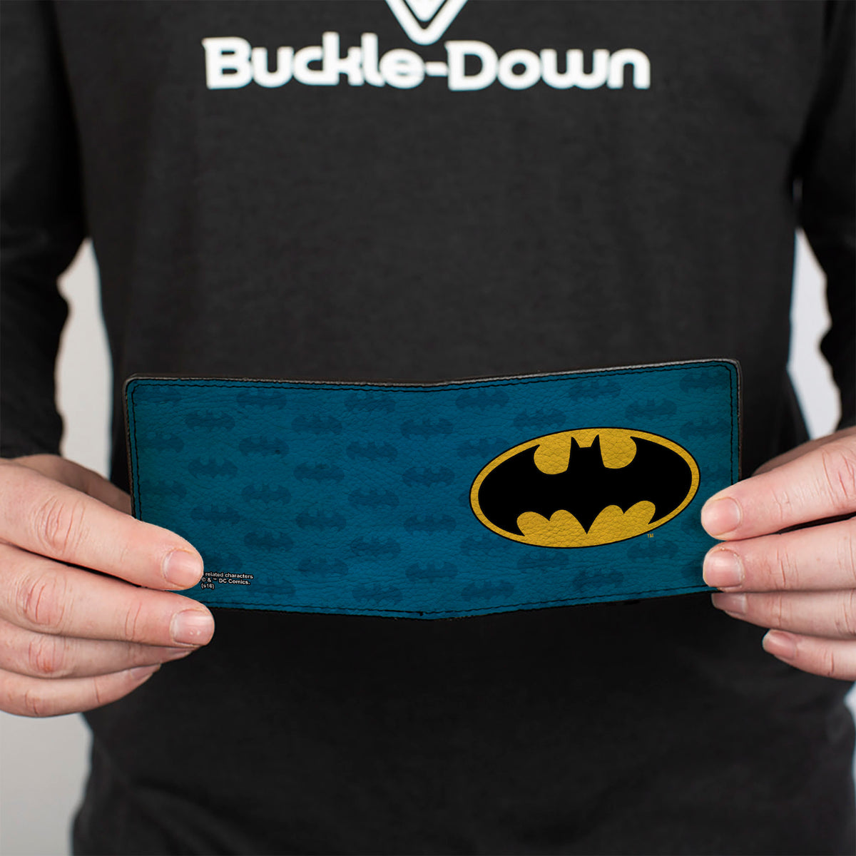 Bi-Fold Wallet - Batman Signal Bat Monogram Distressed Blues Black Yellow Bi-Fold Wallets DC Comics